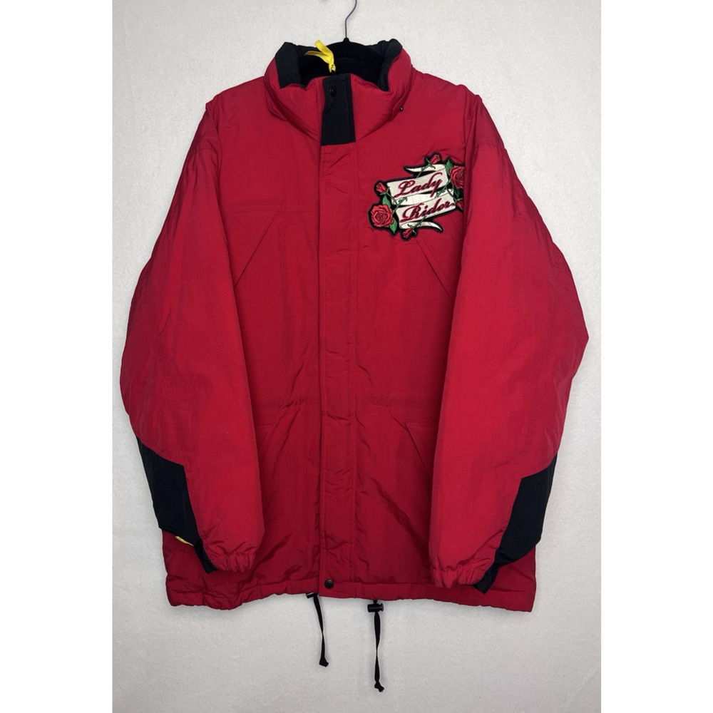 Marlboro Country Store Vintage Ski Puffer Jacket Red Size Medium Lady Rider Rose